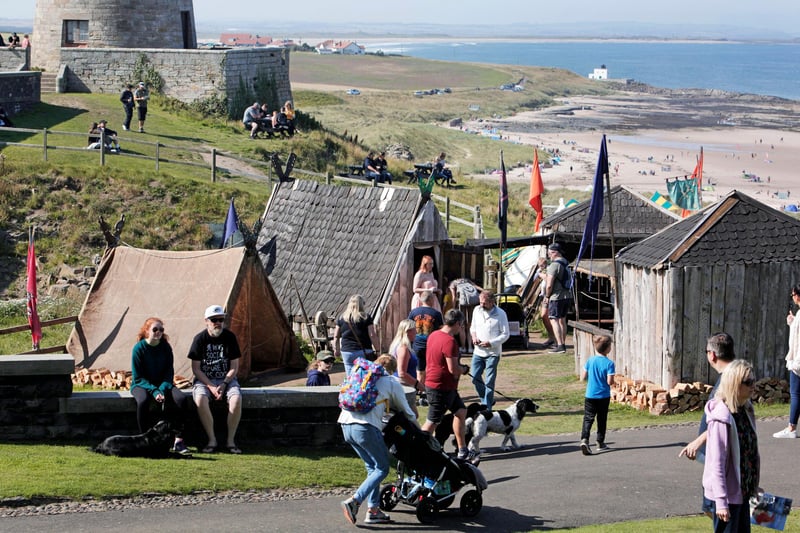 A Viking village set up in the castle grounds.