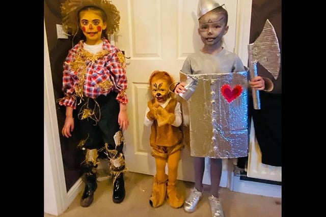 Pictured: Jami-Leigh, 7, as Scarecrow, Alexis, 6, Tin-Man, Ella-Louise, 2, as the Cowardly Lion. Credit: Zoe Jami-leigh Pritchard