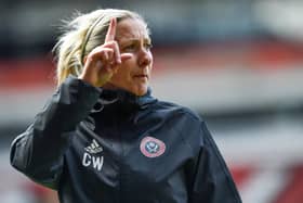 Carla Ward manager of Sheffield Utd during the The FA Women's Championship match at Bramall Lane, Sheffield. Picture date: 11th May 2019. Picture credit should read: Harry Marshall/Sportimage
