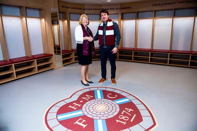 Hearts owner Ann Budge with Daniel Stendel. Picture: SNS