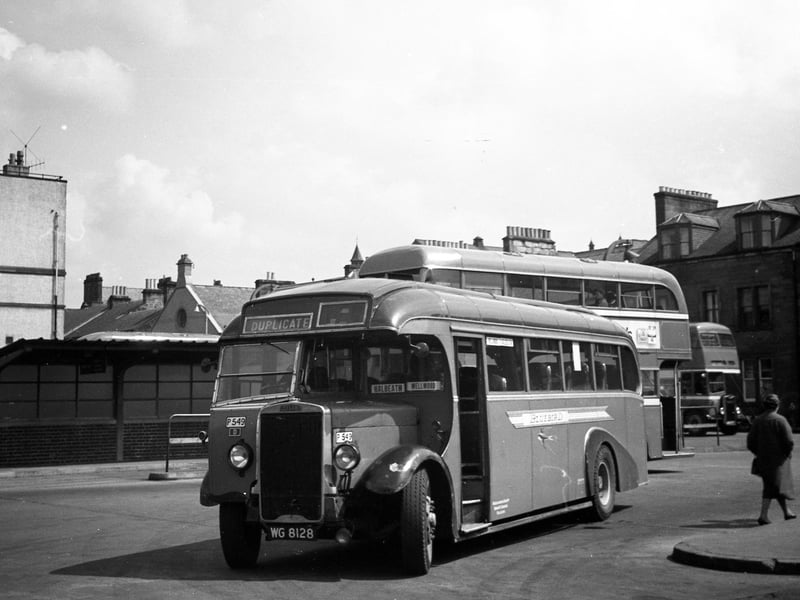 This is No P549 (WG 8128), an Alexander-bodied Leyland TS8 new in March 1939, and working a local Dunfermline service. It would be more than 22 years old when sold in November 1961.