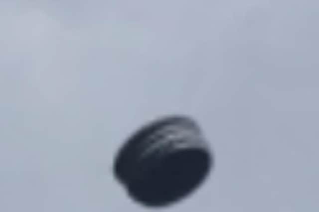 Strangest of all is this image of a mysterious balloon above Shirecliffe in the hour before the explosion on August 1.