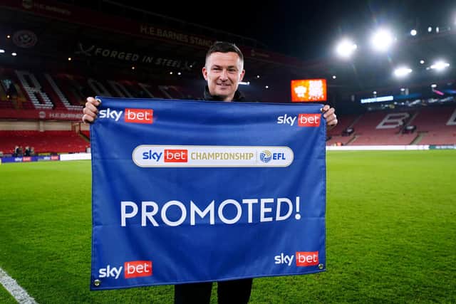 Sheffield United manager Paul Heckingbottom celebrates promotion to the Premier League: David Davies/PA Wire.