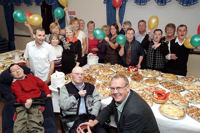 It was party time at the Oakland's Centre Warsop as they celebrated the 20th Anniversary of the centre. 
Picture shows Chairman of the centre Steve Lunn, along with staff and residents