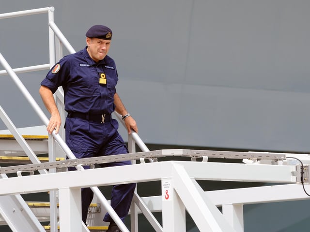 Commodore Steve Moorhouse, commander of the UK carrier strike group. Picture: (020720-5237)