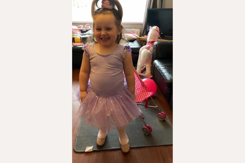 Evie, aged 2, dressed as a ballerina for World Book Day.