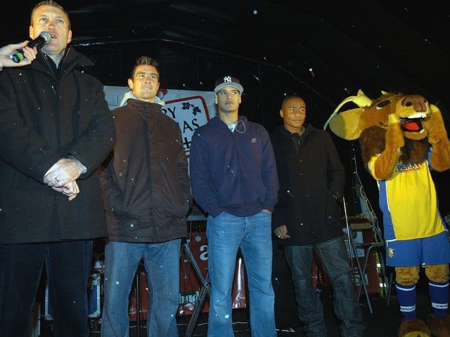 Mansfield Christmas Light switch on. 
Peter Shirtliff and Stags playes made an appearance on stage.