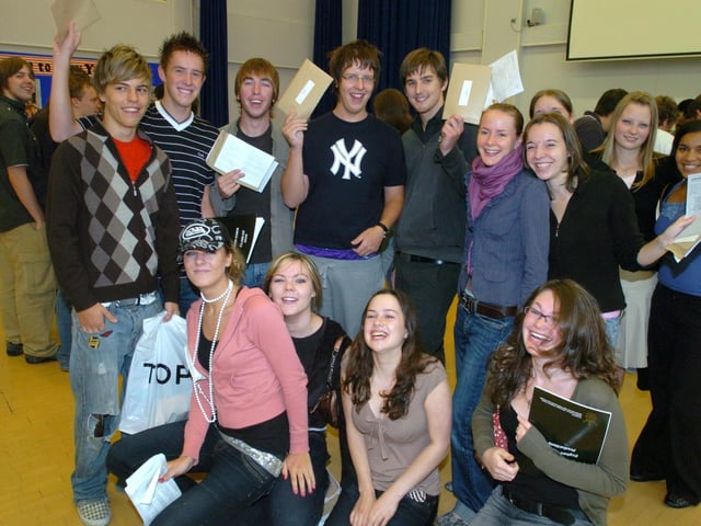 A level students with their results at King Ecgbert School, Sheffield, in August 2006