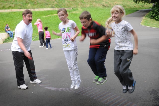 A Skipathon in Barnes Park in 2012. Is there someone you know in this photo?