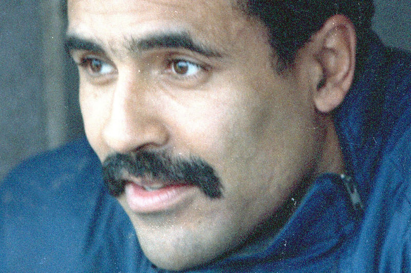 Looking on and itching to play - Olympic star Daley Thompson on the Stags bench against Cardiff. But he never played a first team game and moved on.