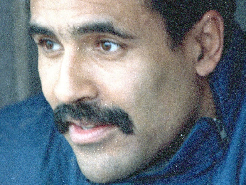 Looking on and itching to play - Olympic star Daley Thompson on the Stags bench against Cardiff. But he never played a first team game and moved on.