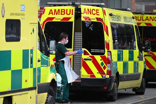 Patients are being forced to receive treatment in ambulances outside Sheffield hospitals due to bed blocking. (Photo by Daniel LEAL / AFP) (Photo by DANIEL LEAL/AFP via Getty Images)