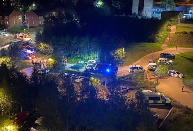 Emergency services were deployed to Park Hill flats in Sheffield last night