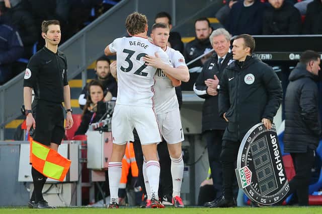 Sheffield United’s Sander Berge is substituted for Sheffield United’s John Lundstram at Crystal Palace: Paul Terry/Sportimage