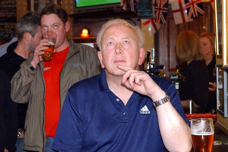 A fan in the Riverside, hoping for an England win against Croatia in 2004.