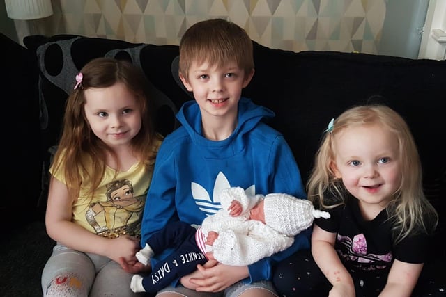 Zoe Eleanor Berry was born on 14 May - mum Kelly's three elder children were delighted to meet their new wee sister