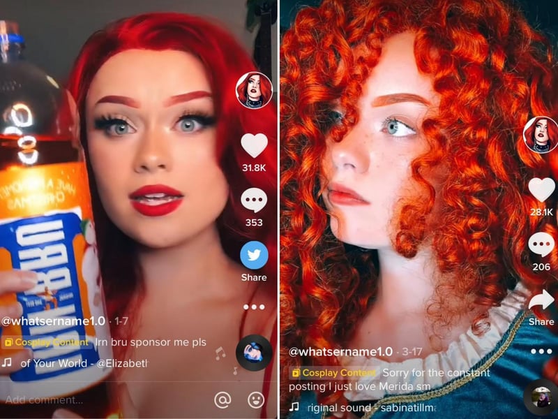 Currently at 1.8m followers, Whatsername's content ranges from funny sketches, to makeup, to giving popular songs a Scottish twist. Worth a follow alone for her Disney Princess/Trainspotting mashup.