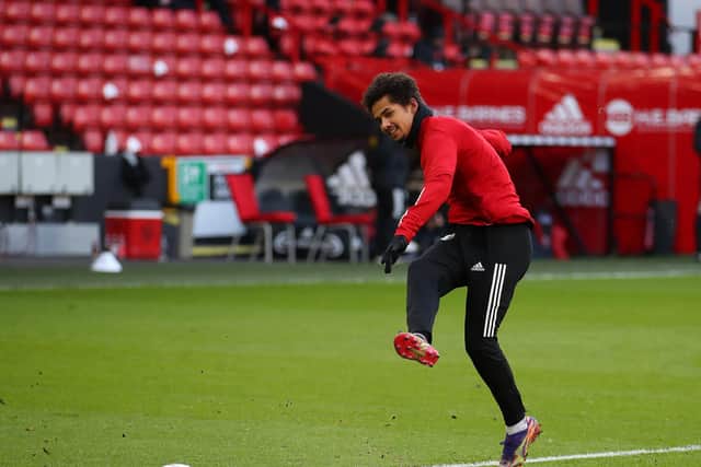 lliman Ndiaye of Sheffield United warms up before the Plymouth FA Cup clash: Simon Bellis/Sportimage
