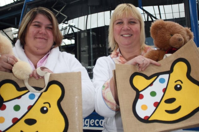 Mums collected for Children in Need on Stagecoach buses back in 2009, pictured are  Amanda Devril (left) and Karen Maclean.