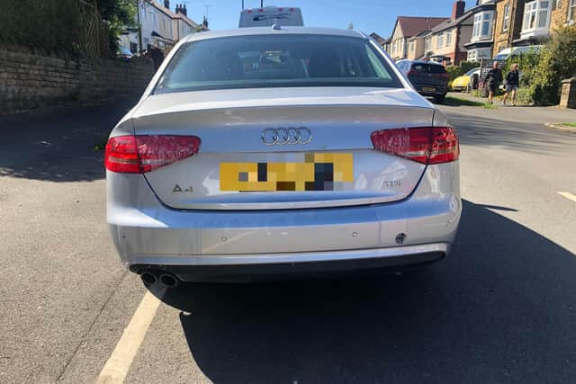 The Audi A4 was parked on Montrose Road was it was damaged in the acid attack on Thursday, April 16