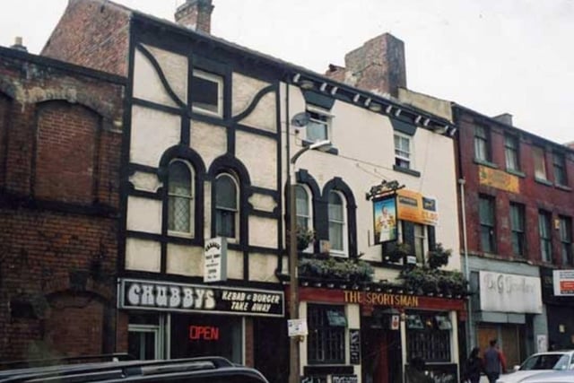 The legendary Chubbys takeaway on Cambridge Street, Sheffield, beside The Sportsman (formerly the Sportsman's Inn and later the Tap & Tankard), and E. and G. Jewellers.