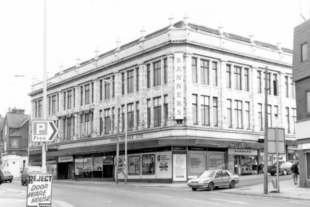 The old John Banner department store, on Attercliffe Road, Sheffield, in November 1989.