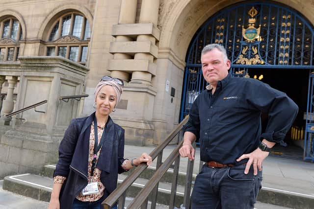 Laptops for Kids campaign launch in Sheffield. Pictured are David Richards, CEO of WANdisco, with Abtisam Mohamed Labour Councillor for the Firth Park Ward Cabinet Member for Education and Skills.