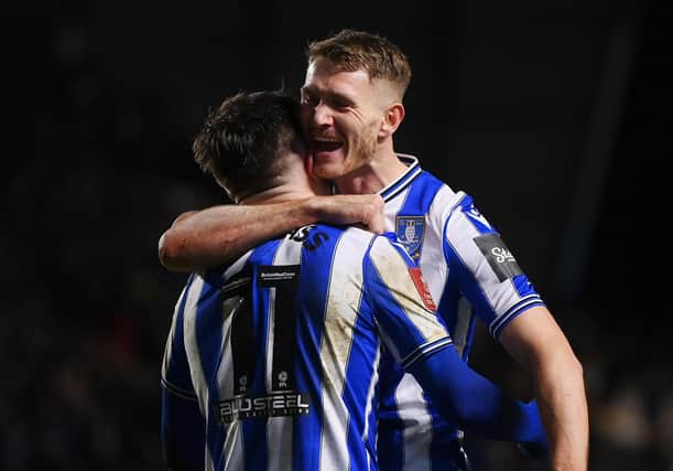Michael Smith celebrated with Josh Windass on the night Sheffield Wednesday beat Newcastle United. (Photo by Laurence Griffiths/Getty Images)