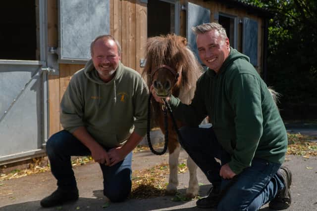 Rob and Dave with Jon Bon Pony (a Shetland pony)