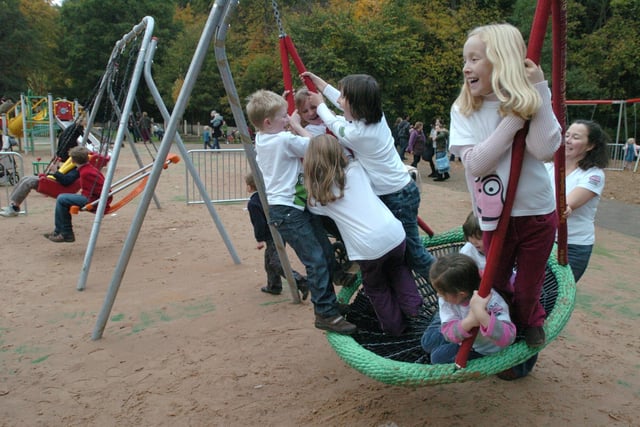 Children enjoy the refurbished playground at Endcliffe Park in 2008