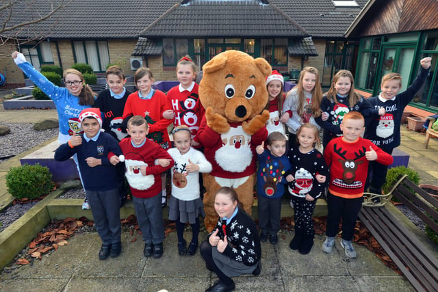 Do you recognise the primary school children taking part in Jolly Jumper Day 5 years ago?