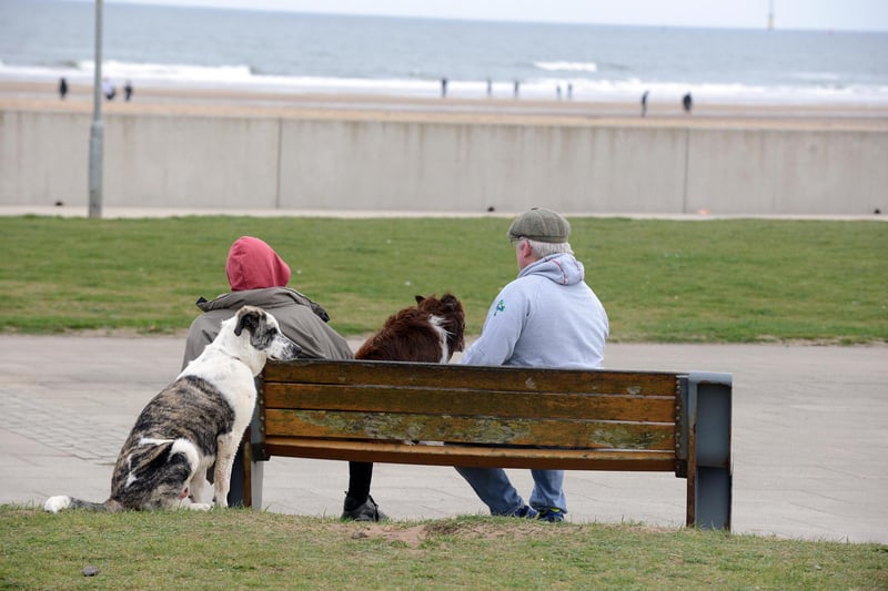 Taking a breather on a bench at Seaton Carew.