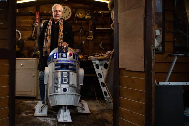 Former Sheffield DJ and Star Wars superfan Ricky Butler built a fully working model of the film’s ‘droid’ R2D2. Pictures: SWNS