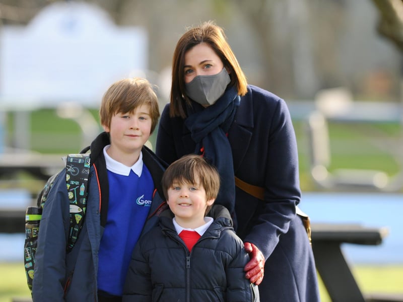 Lydia Flynn with her sons, Oscar and Toby.