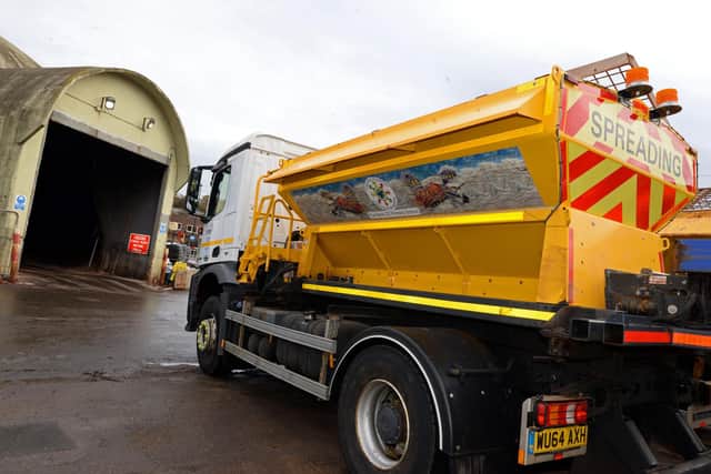 Sheffield Gritters on standby at the Olive Grove Depot.  Officials urge people to to tell them if grit bins are empty. Picture: Marie Caley NSST-01-11-18-Gritters-14