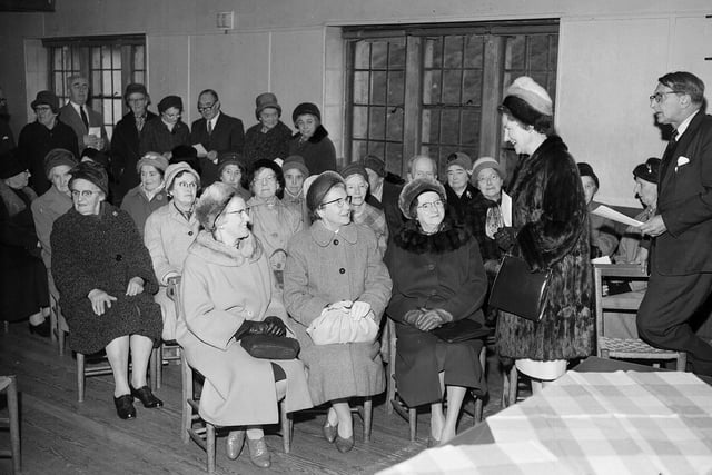 A meeting of Blackford Old People's Club opened by Lady Morton in November 1963.