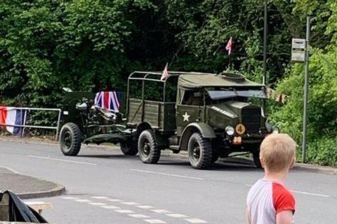 Residents in Hammersmith, Ripley, enjoyed a street party with socially distnced brass band and Army jeep.