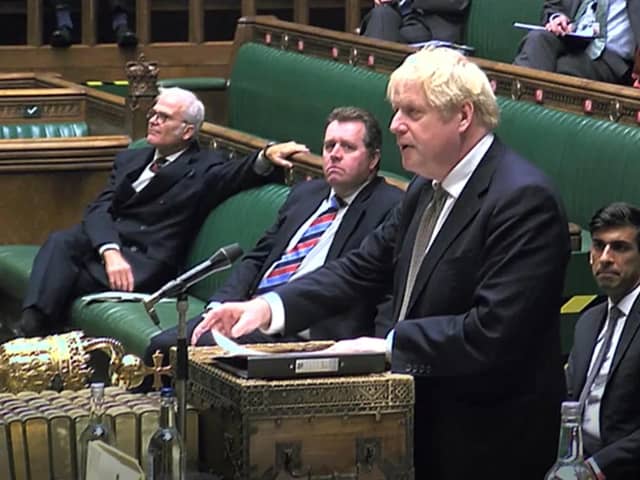 Prime Minister Boris Johnson making a statement in the House of Commons in London, setting out a new three-tier system of controls for coronavirus in England.