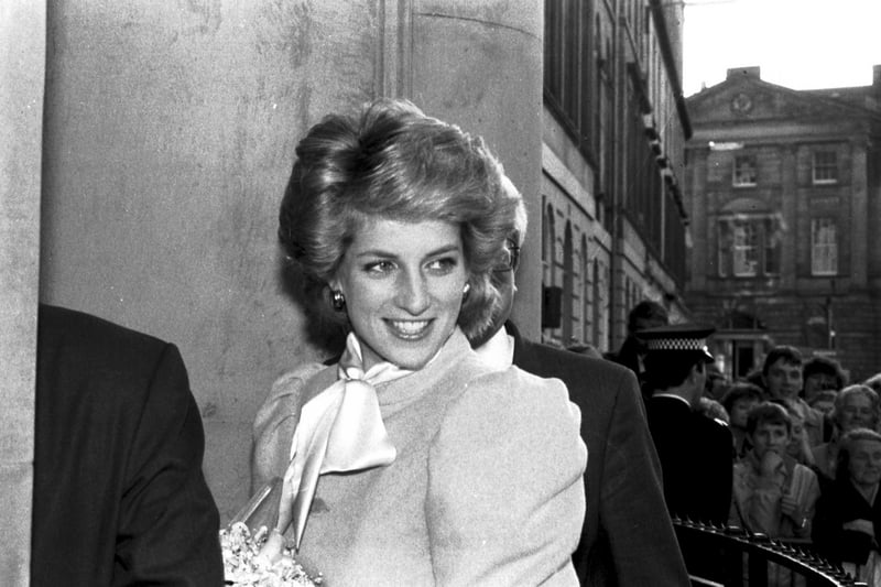 Prince Charles (not in picture) and Diana Princess of Wales visit the Leith Enterprise Trust in Edinburgh, October 1985.