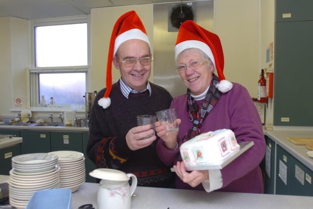 Allan and Dorothy Kennedy were busy volunteering on Christmas Day at Grange Road Methodist Church in 2008.