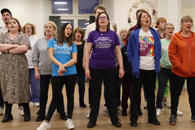 The company of Ellesmere Musical Theatre in rehearsals for Skid Row, a fabulous number from Little Shop of Horrors!, which features in their new show And the Winner Is at The Montgomery in Sheffield on May 6 and 7