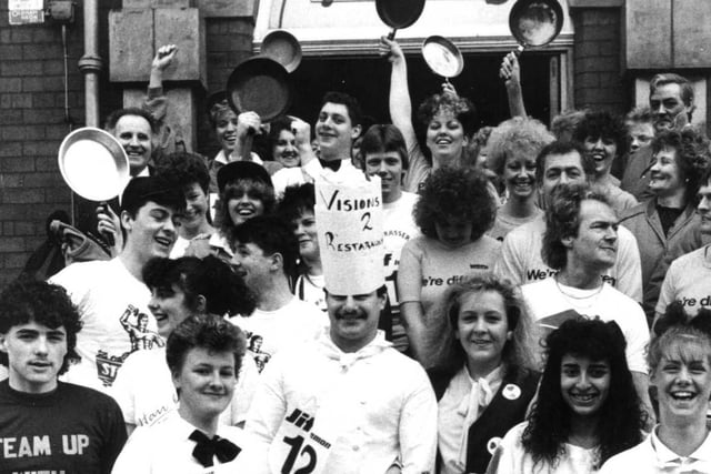 It looks like fun in this 1987 Pancake Day scene in Hartlepool. Remember it?