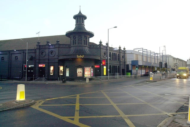 The old Locarno ballroom on London Road, Sheffield, was given a dramatic paint job when it was reopened as Bed nightclub, pictured here in 2003