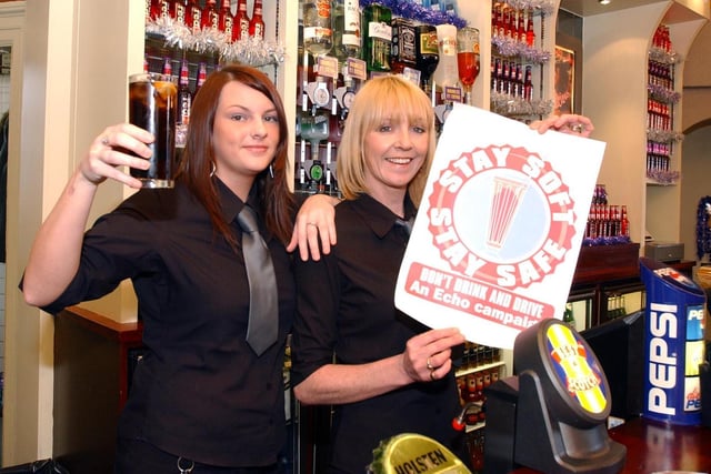 Laura Tuy and Margaret Graham were pictured in the pub in 2003 as they supported a soft drinks campaign.