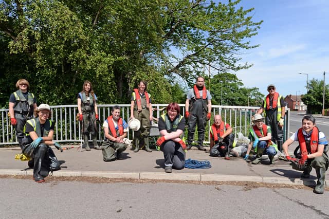 At Litter Free and Don Catchment Rivers Trust work together to clear up the Bentley Mill Dike.
