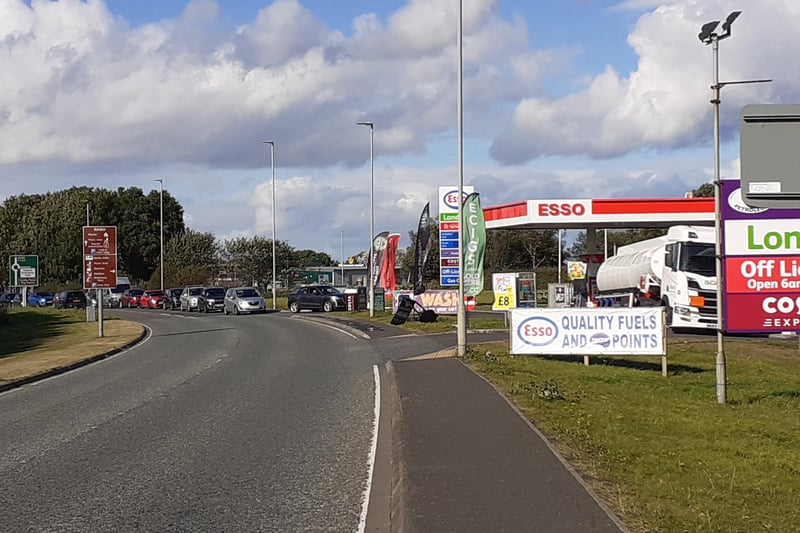 Another view of Esso in Amble shows the queues.