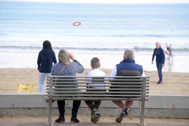 A family takes in the view of Sandhaven Beach in South Shields.