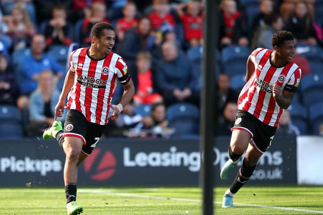 Sheffield United's Iliman Ndiaye (left) celebrates scoring one of his nine goals for the club this season: Isaac Parkin/PA Wire.