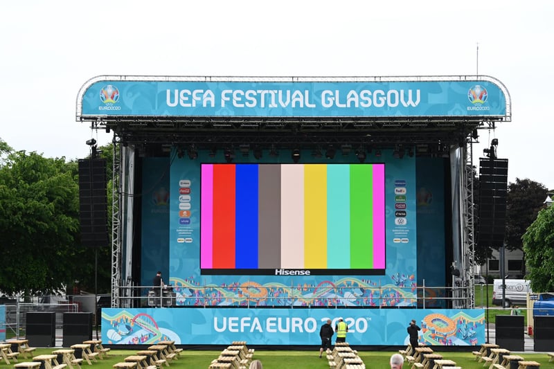 Finishing preparations are made to the UEFA EURO 2020 Fan Zone at Glasgow Green which is set to open today, Friday June 11.