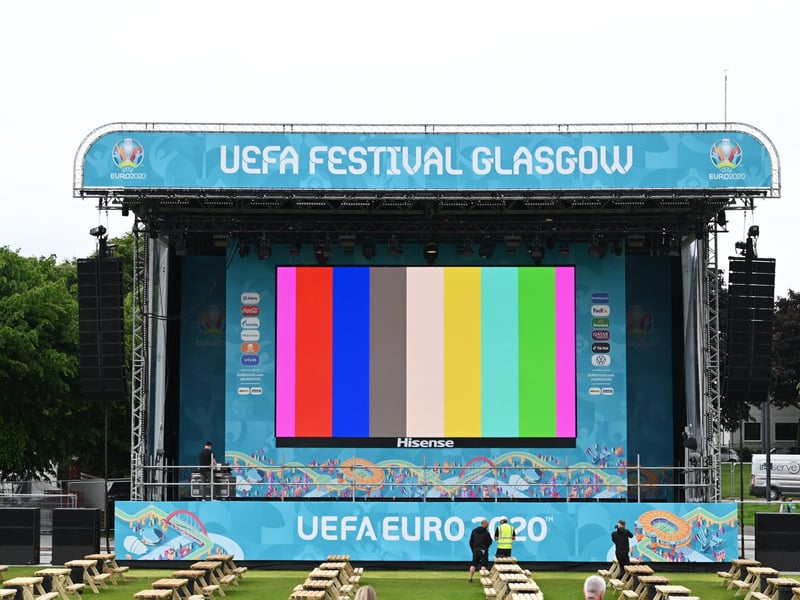 Finishing preparations are made to the UEFA EURO 2020 Fan Zone at Glasgow Green which is set to open today, Friday June 11.